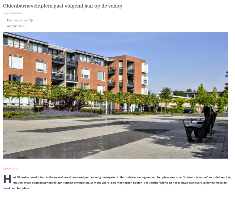 Lees meer over het artikel Oldenbarneveldplein wordt ‘buitenhuiskamer’?